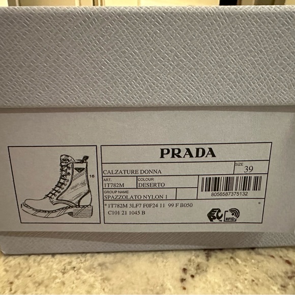 Prada Brushed-leather and Re-Nylon boots, size 39 beige - Picture 11 of 12